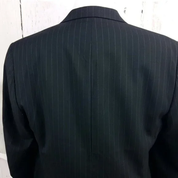 Chaps 1978 44R 3 Button Black Striped Suit Blazer - Picture 7 of 10